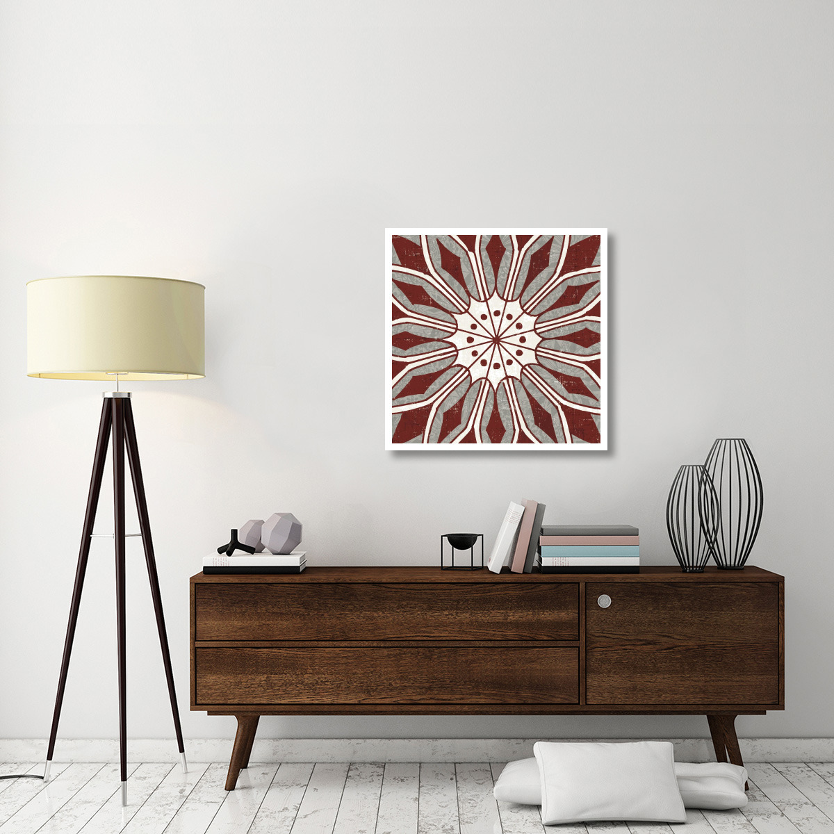 Inspired India Red V -Paper Art-32&quotx32"