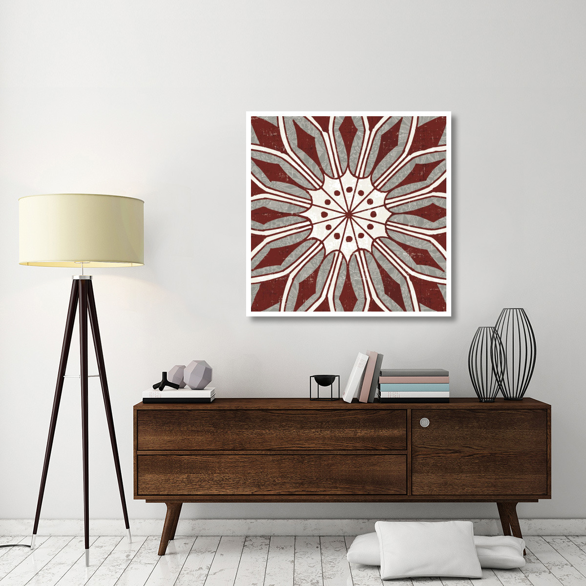Inspired India Red V -Paper Art-42&quotx42"