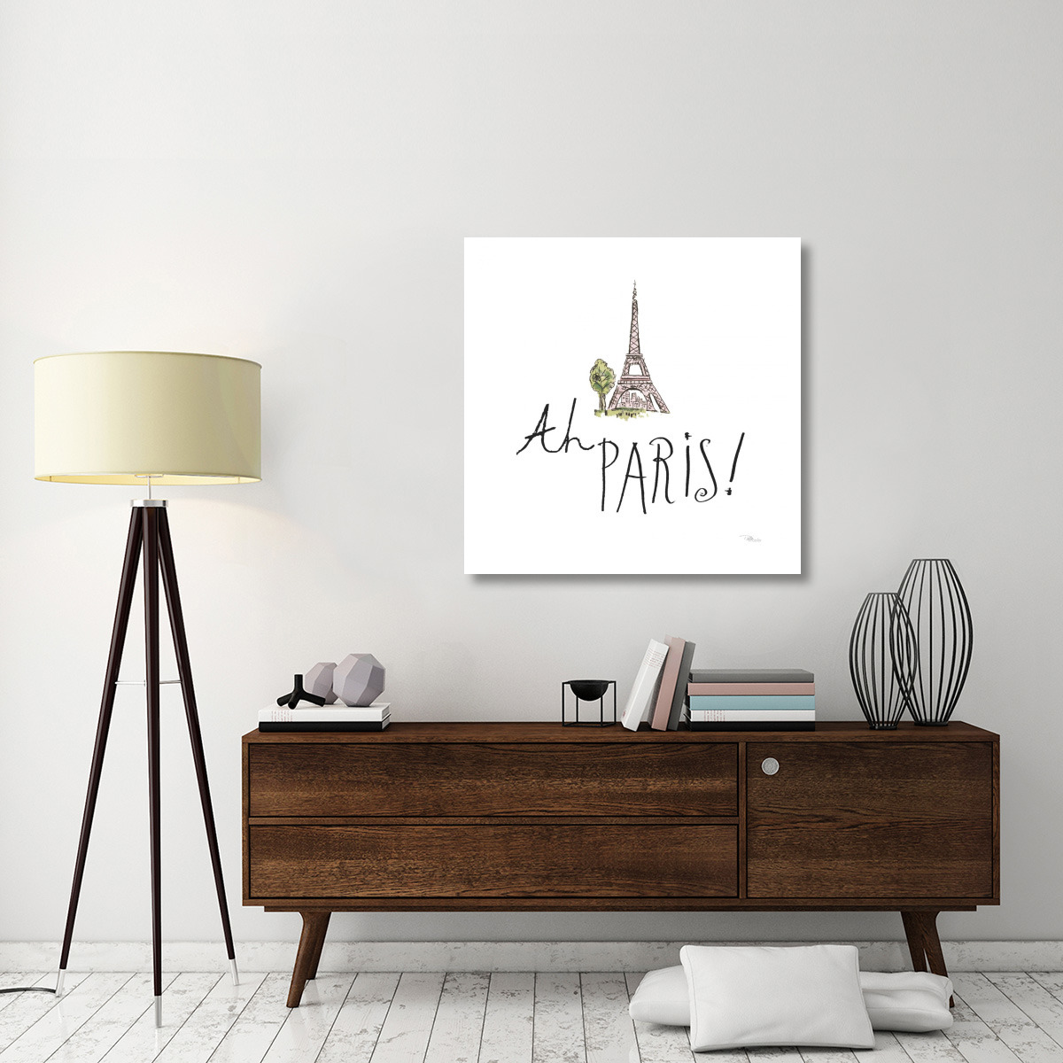Ah Paris I on White -Paper Art-38&quotx38"