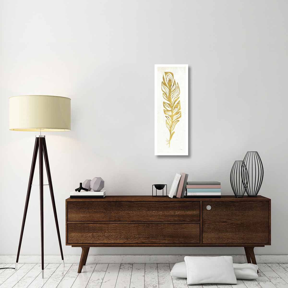 Gold Water Feather II -Paper Art-14&quotx38"