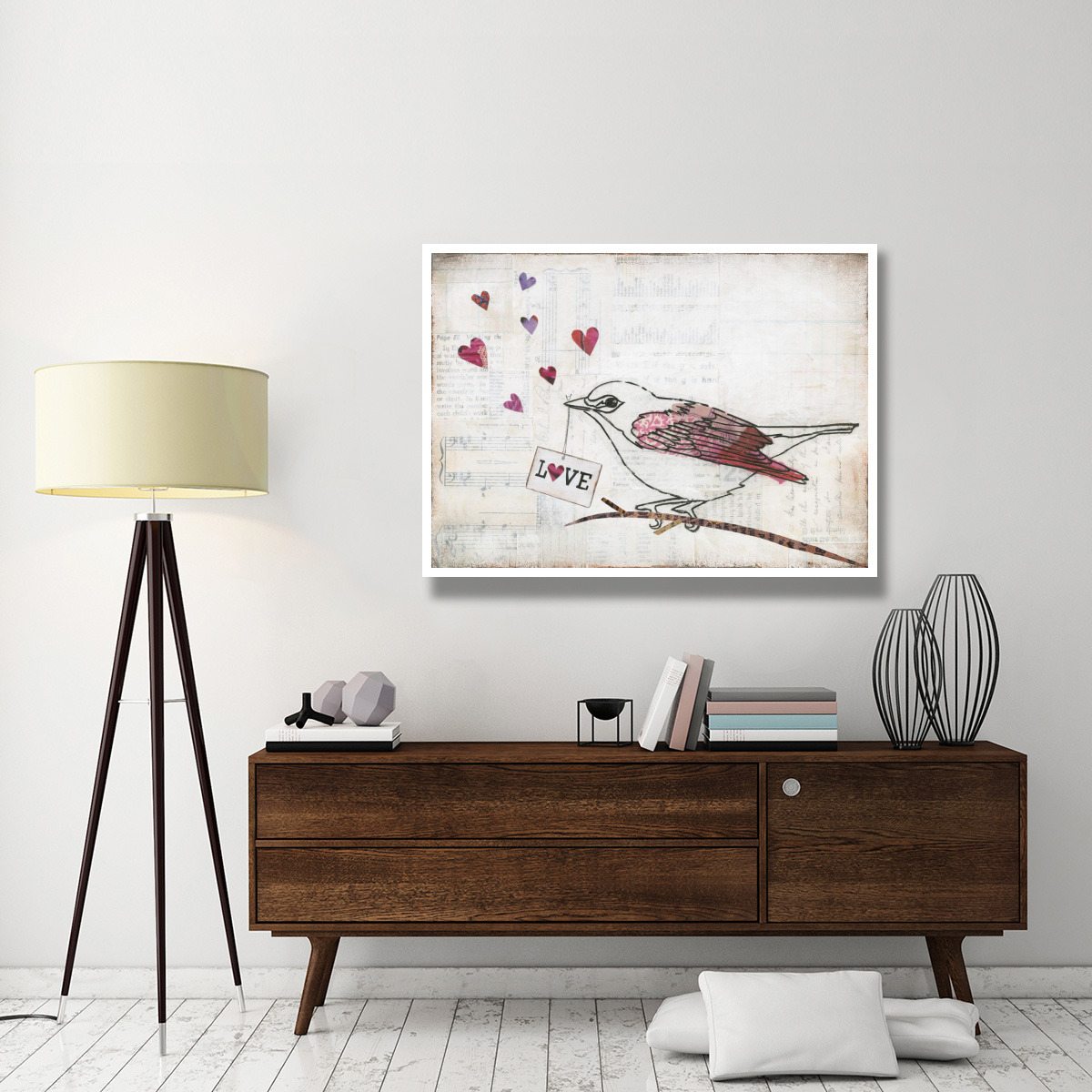Love Birds II Love -Paper Art-50&quotx38"