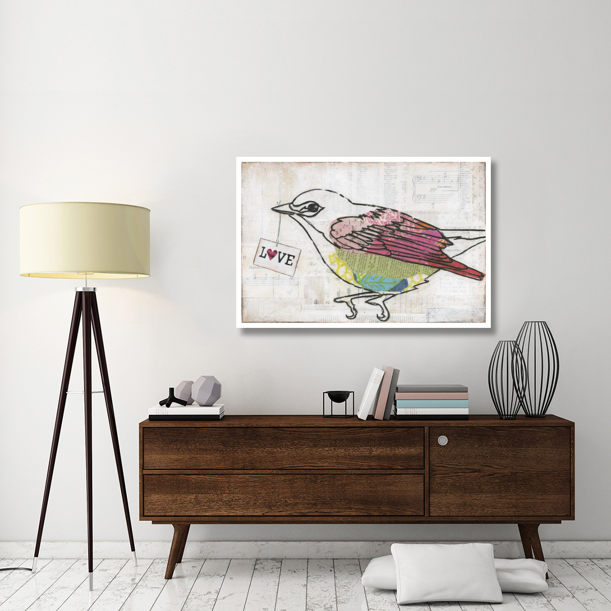 Love Birds IV Love -Paper Art-50&quotx34"