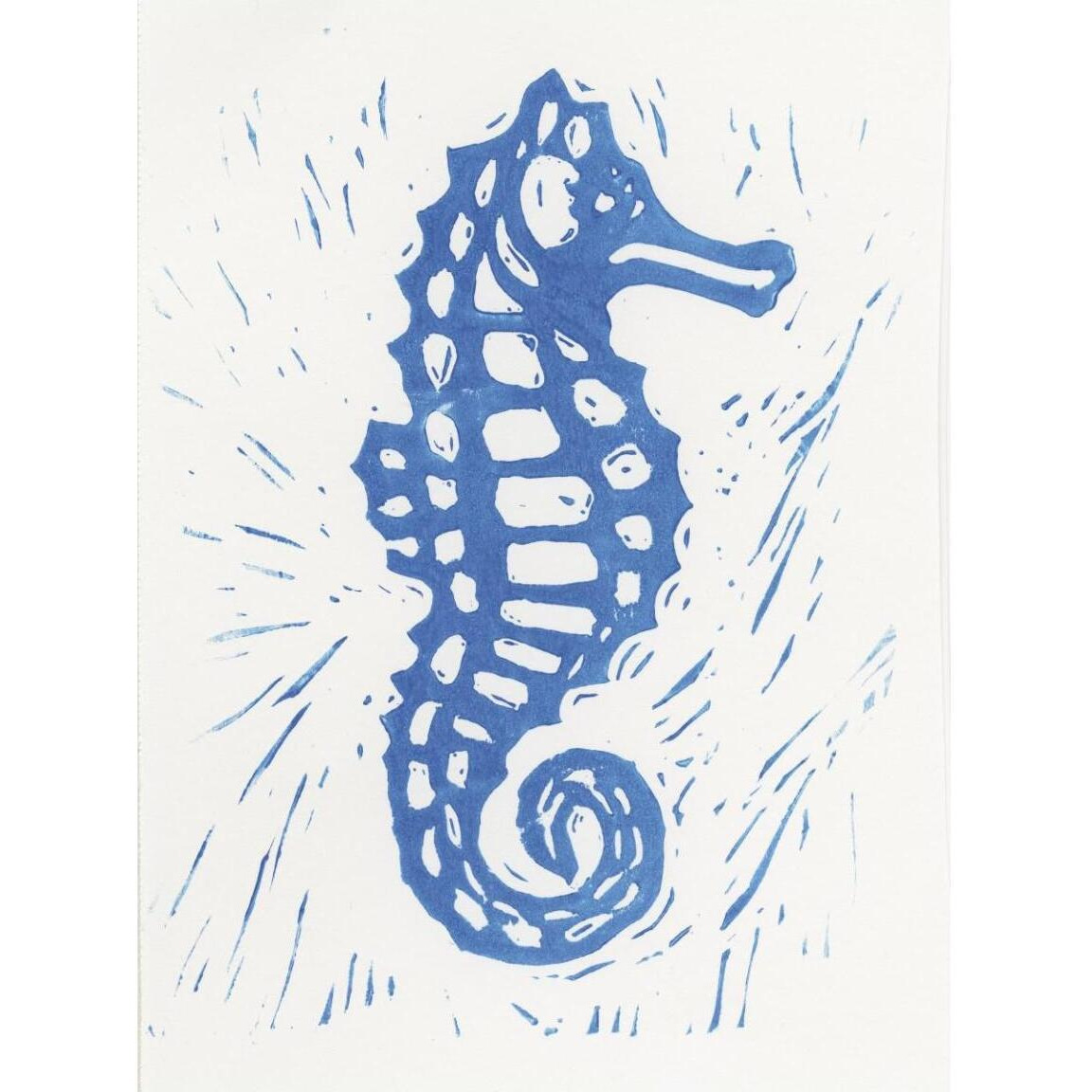 Sea Creature Seahorse Blue -Paper Art-38&quotx50"