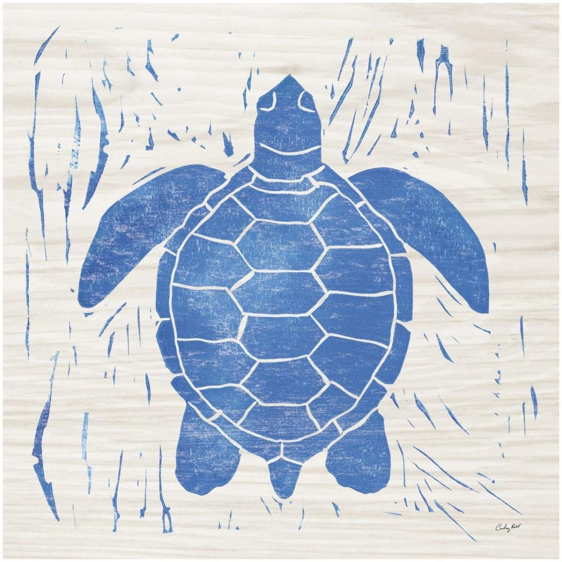 Sea Creature Turtle Blue -Paper Art-32&quotx32"
