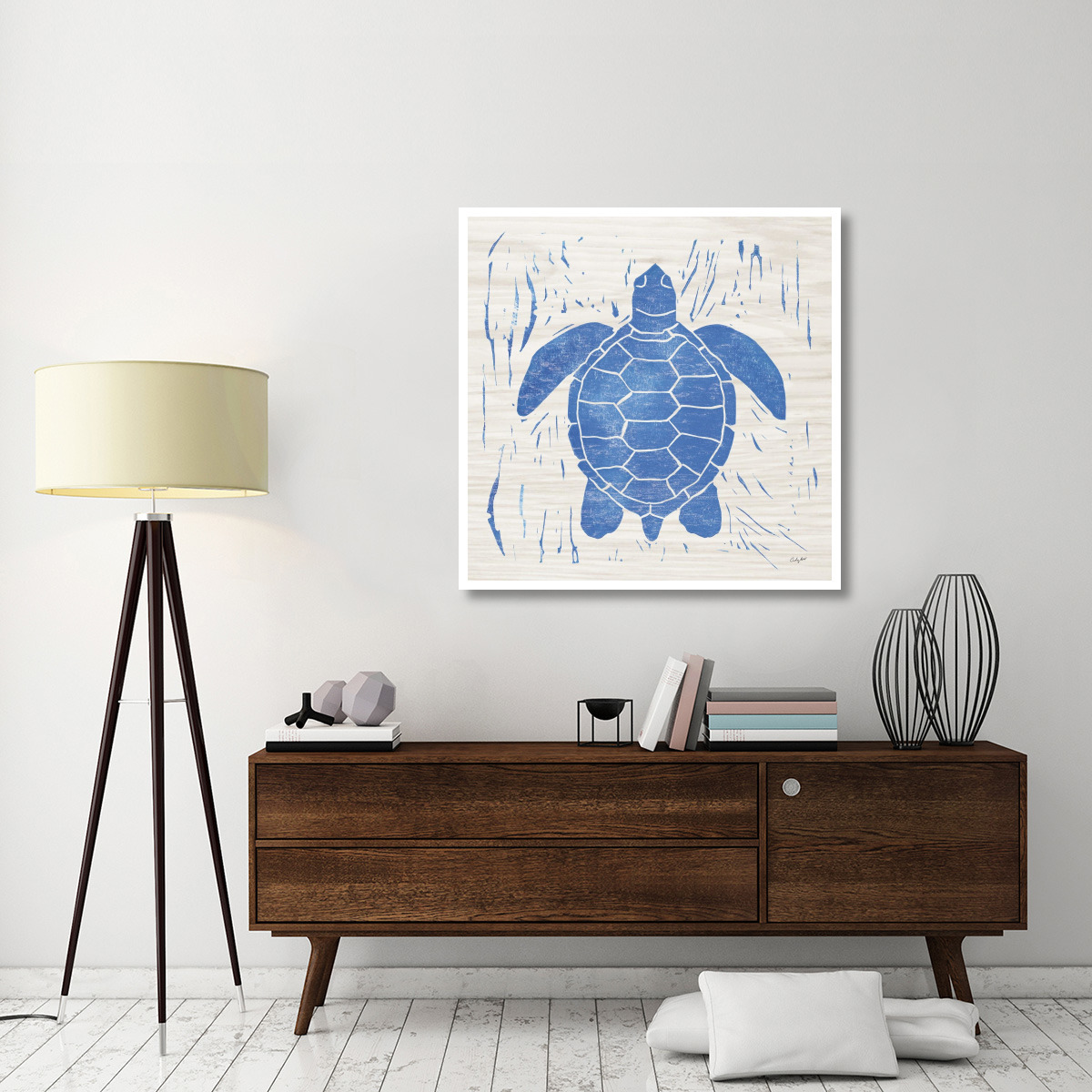 Sea Creature Turtle Blue -Paper Art-42&quotx42"
