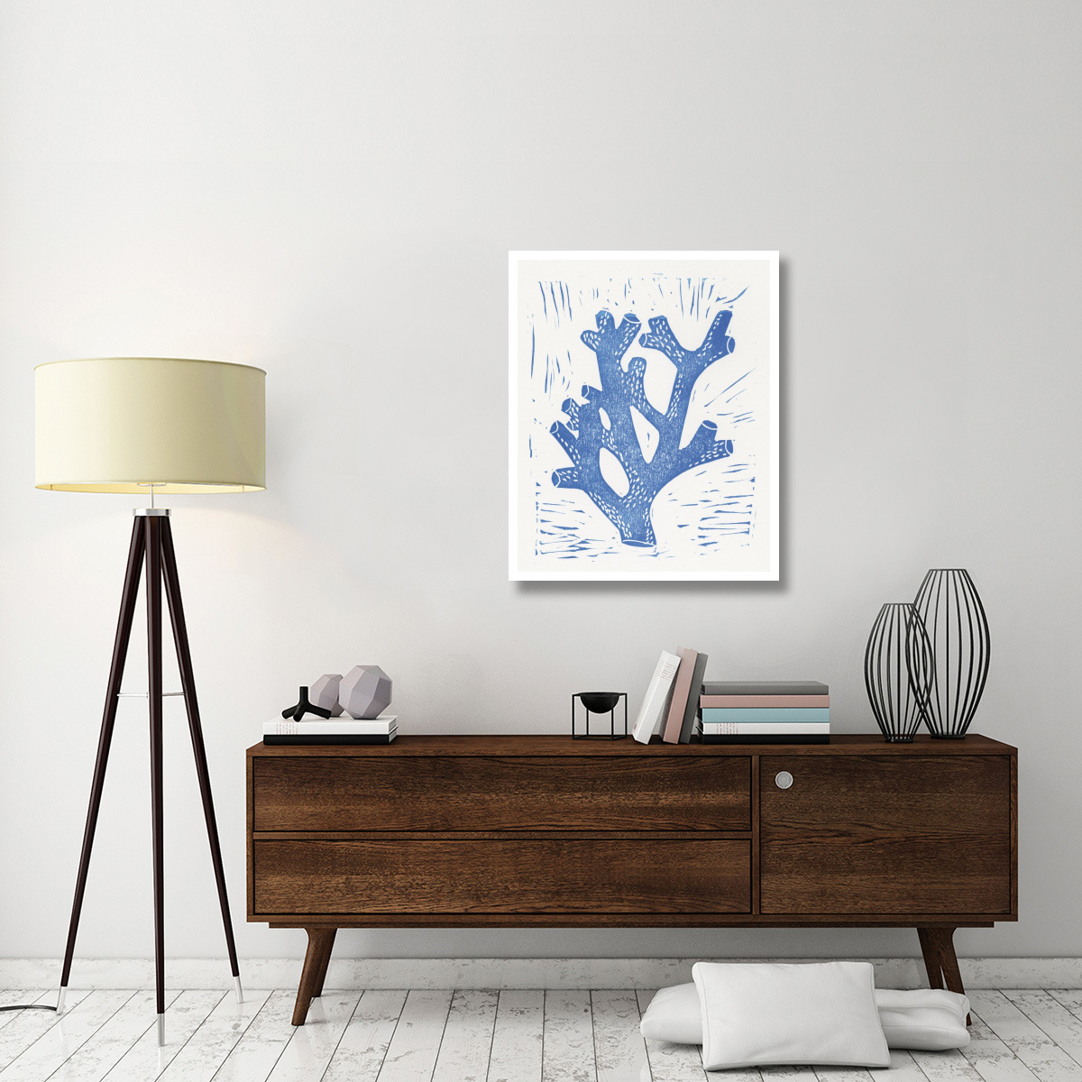 Sea Creature Coral Blue -Paper Art-30&quotx37"