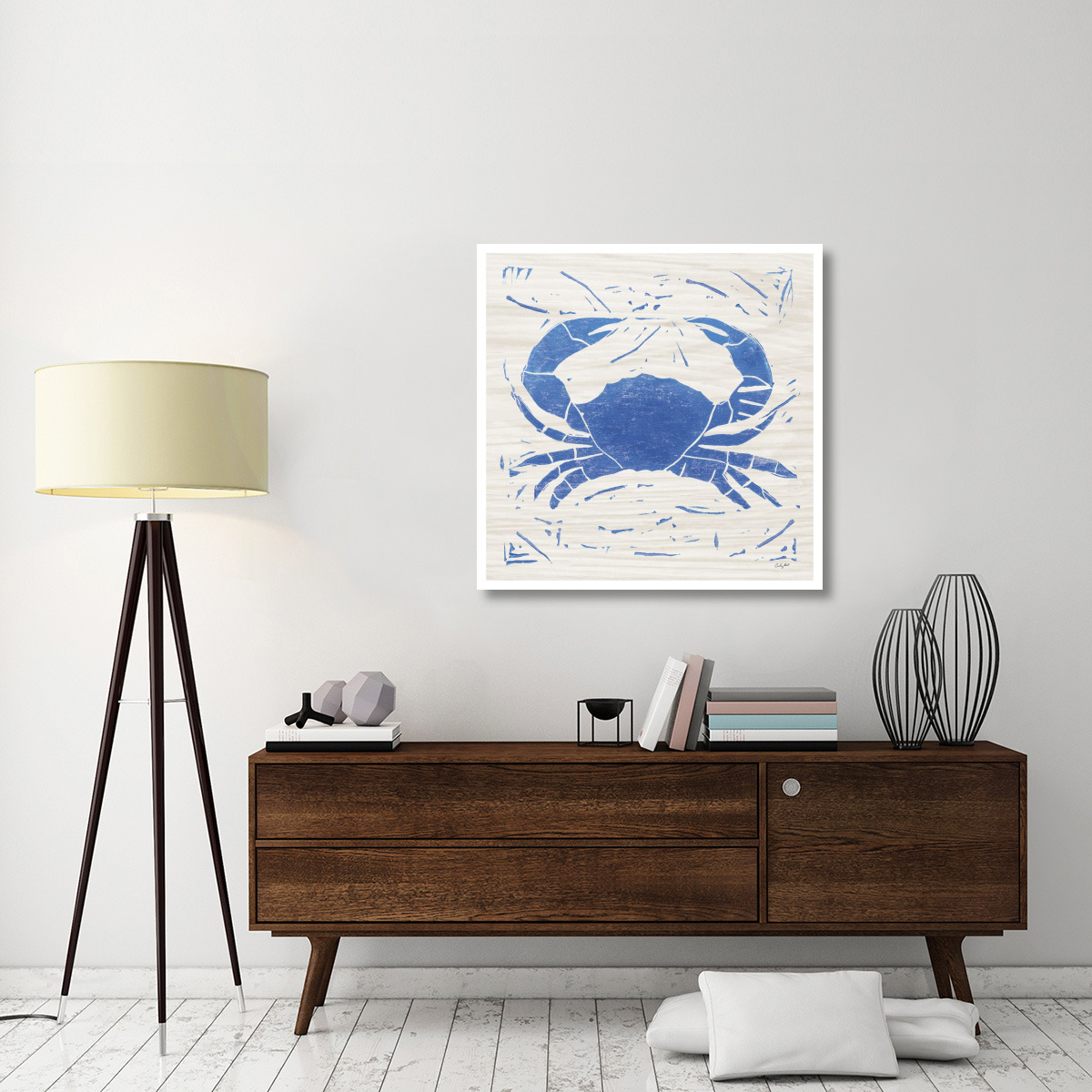 Sea Creature Crab Blue -Paper Art-38&quotx38"