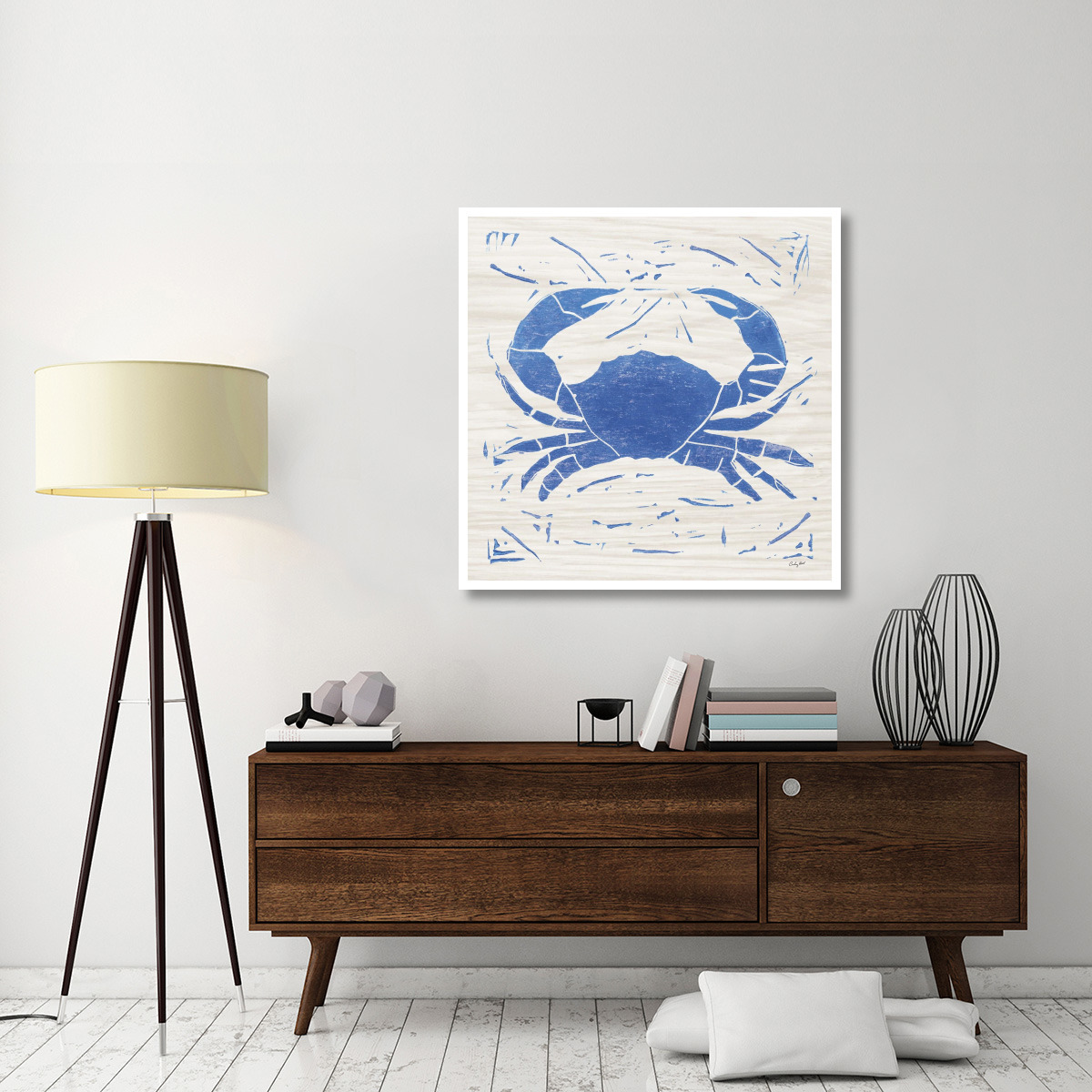 Sea Creature Crab Blue -Paper Art-42&quotx42"