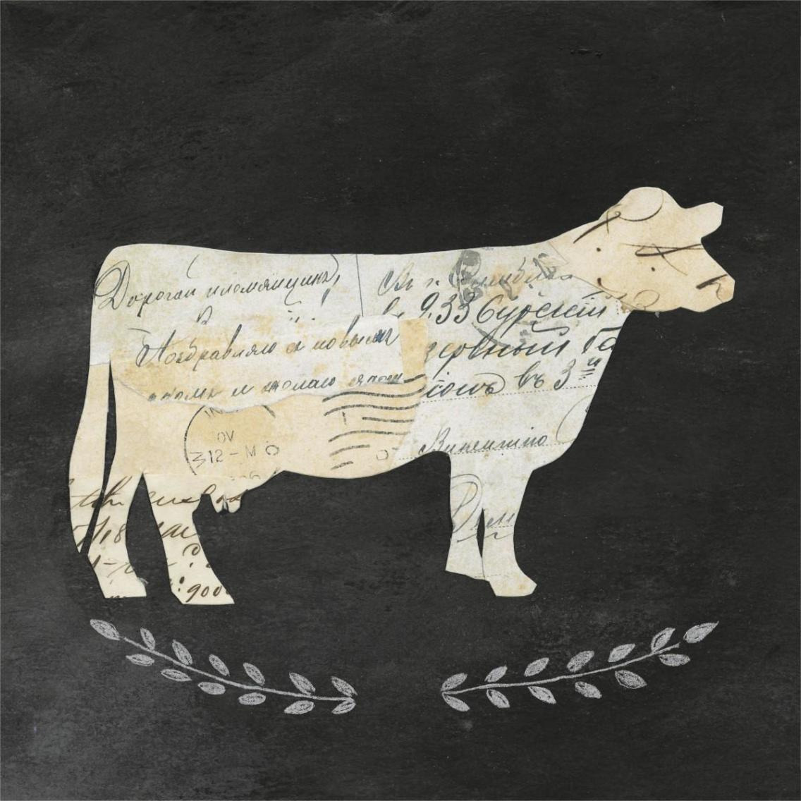La Vache Cameo Sq no Words -Paper Art-38&quotx38"