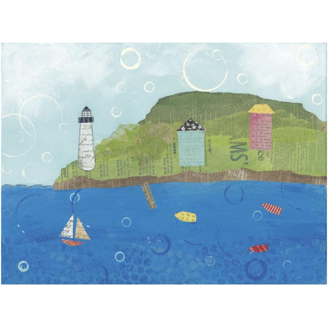 Coastal Harbor I -Paper Art-34&quotx26"