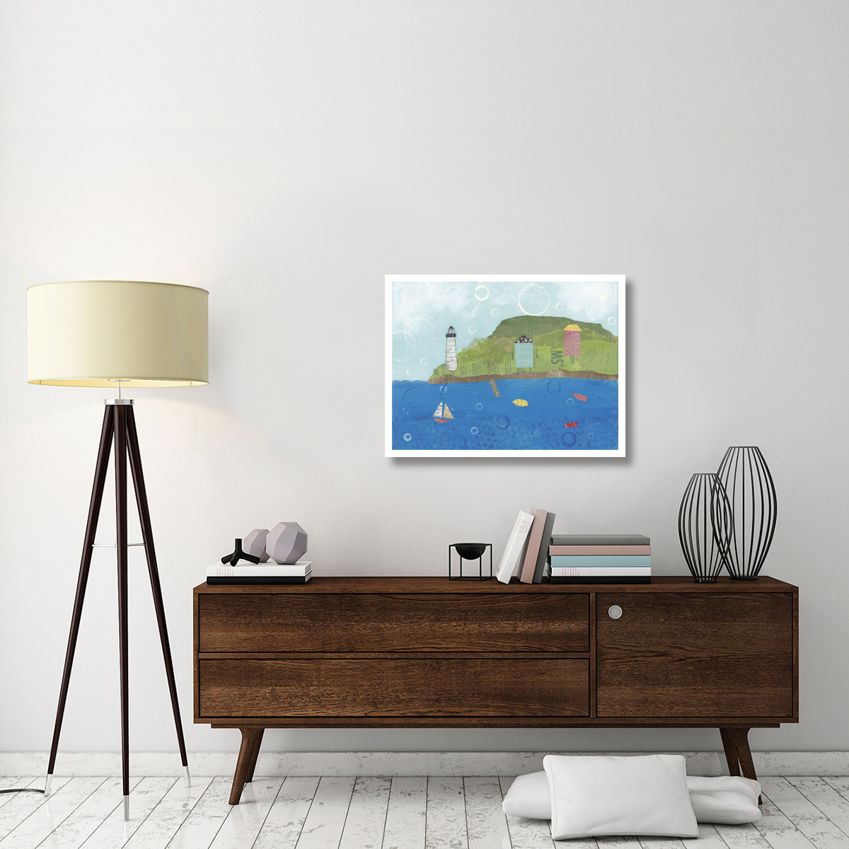 Coastal Harbor I -Paper Art-34&quotx26"