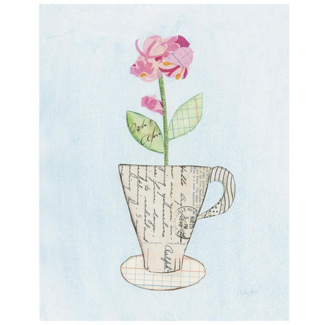 Teacup Floral III -Paper Art-22&quotx26"