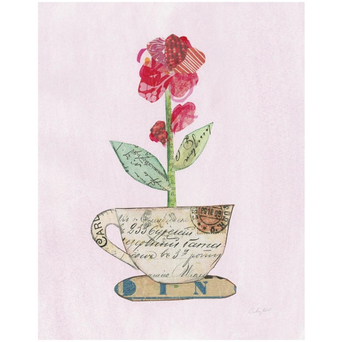 Teacup Floral IV -Paper Art-18&quotx22"