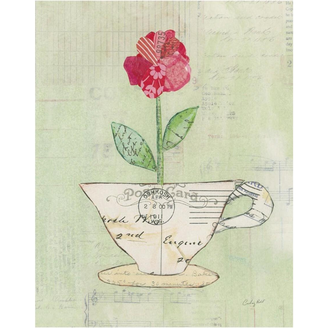 Teacup Floral I on Print -Paper Art-30&quotx37"