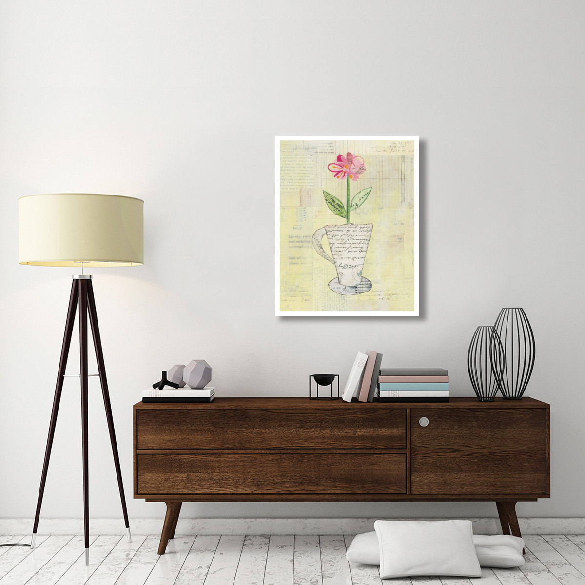 Teacup Floral II on Print -Paper Art-30&quotx37"