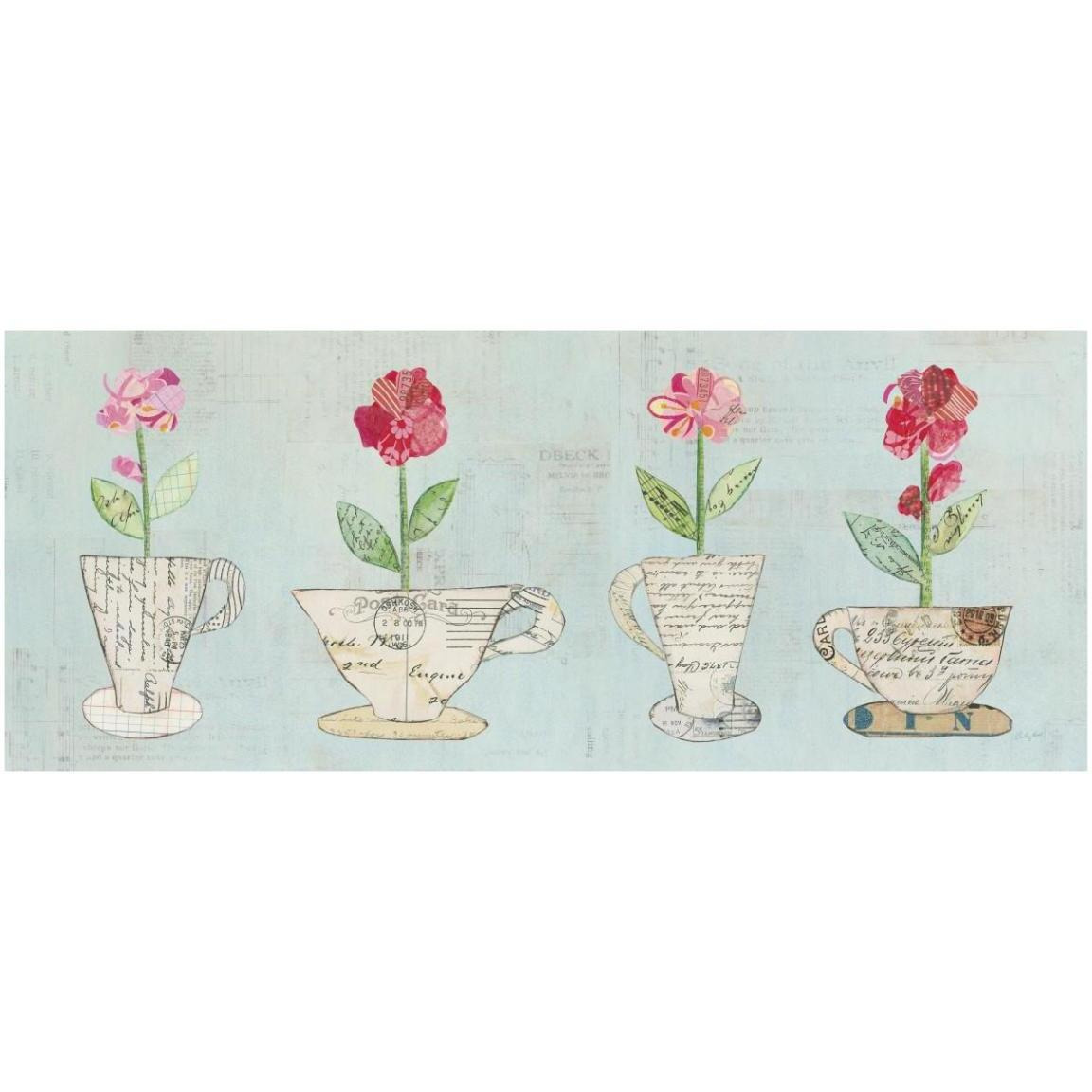 Teacup Floral V -Paper Art-42&quotx18"