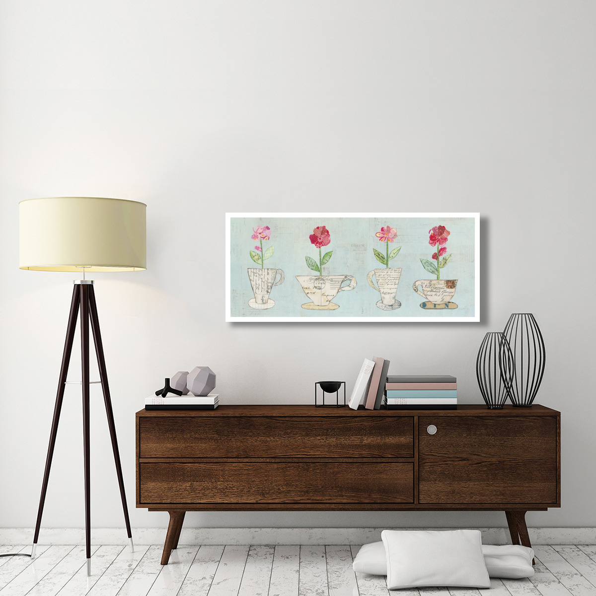 Teacup Floral V -Paper Art-52&quotx22"