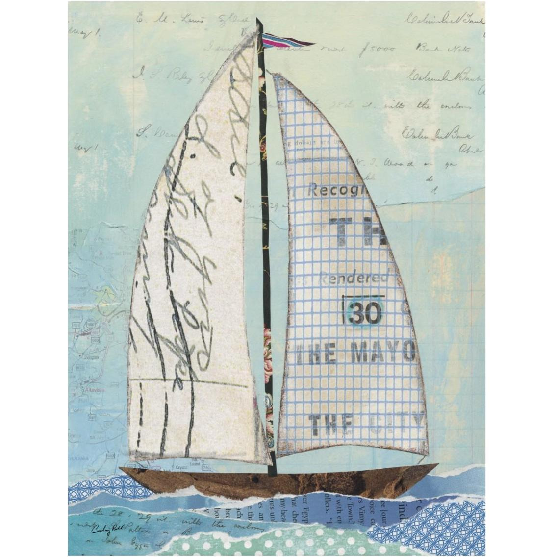 At the Regatta III Sail -Paper Art-14&quotx18"