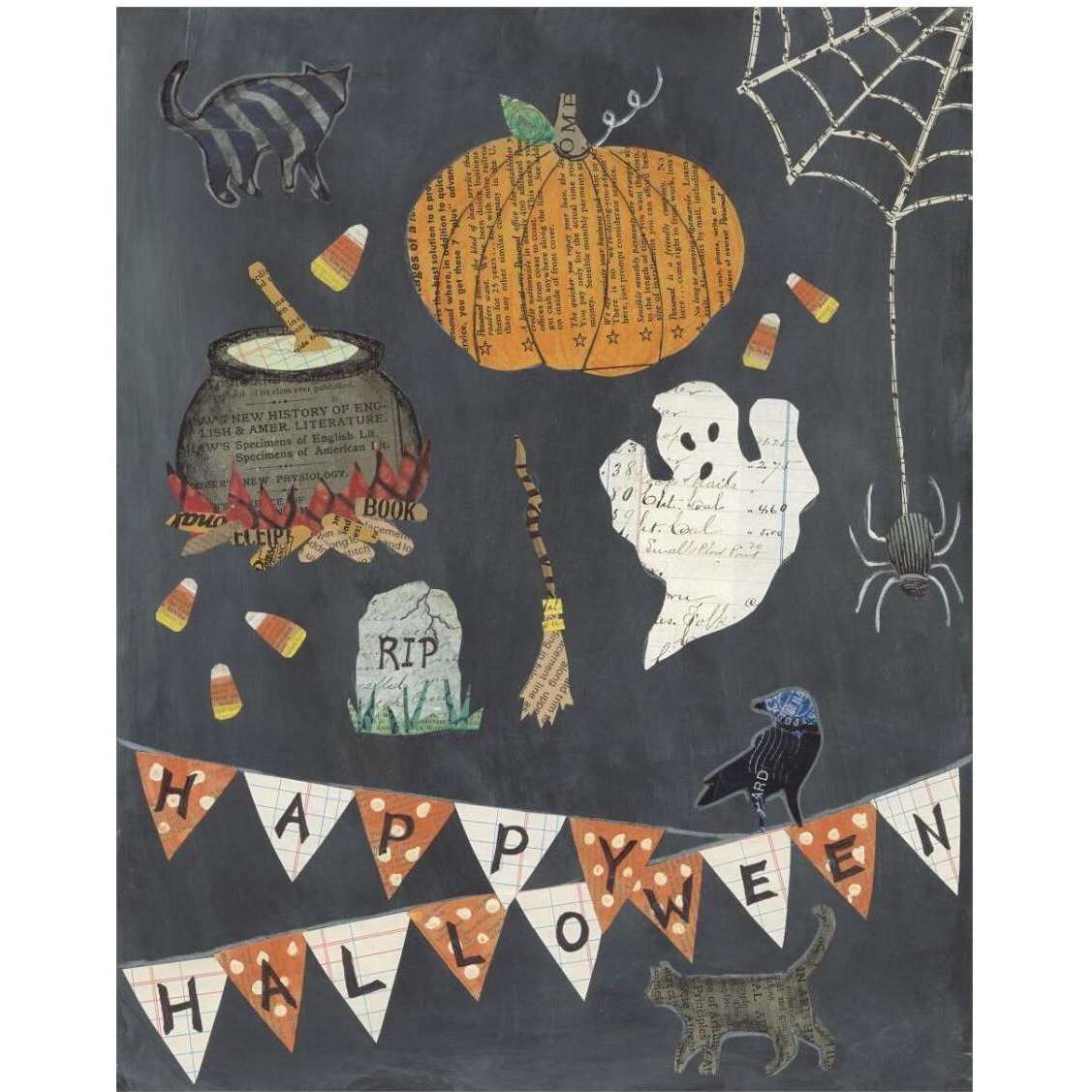 Halloween Whimsy I -Paper Art-24&quotx30"
