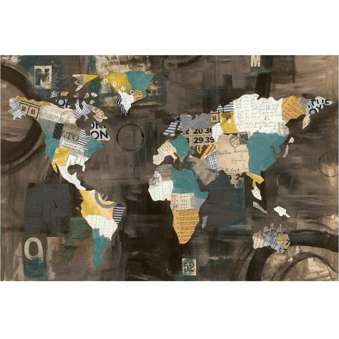 Golden World on Brown -Paper Art-38&quotx26"