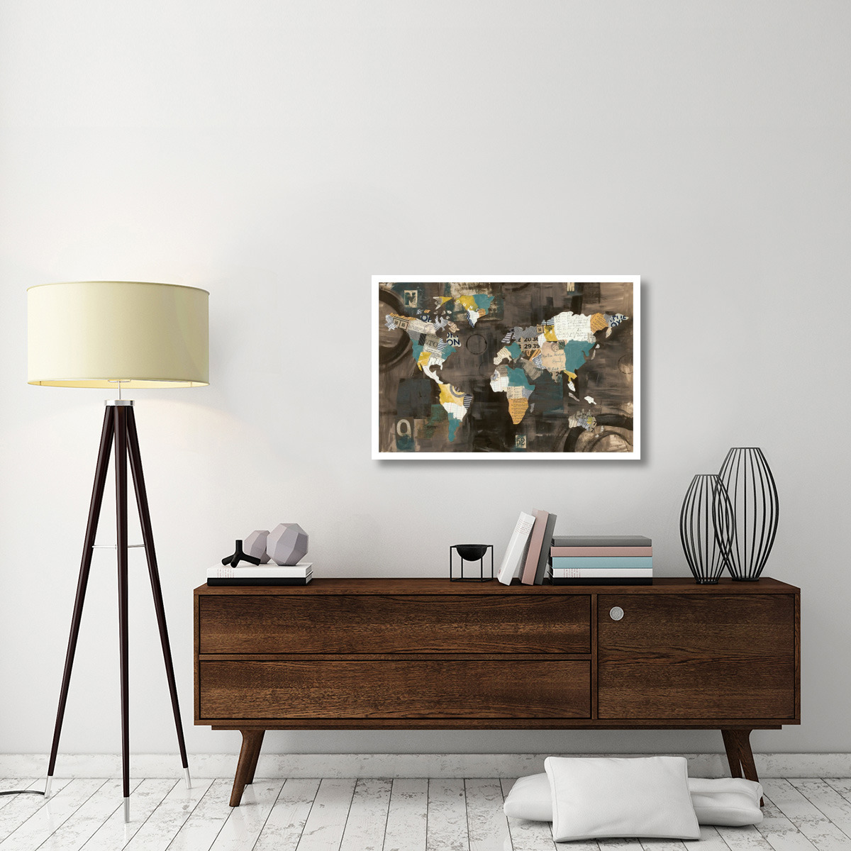 Golden World on Brown -Paper Art-38&quotx26"