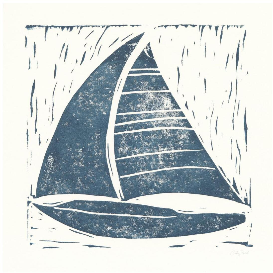 Nautical Collage on White IV -Paper Art-20&quotx20"