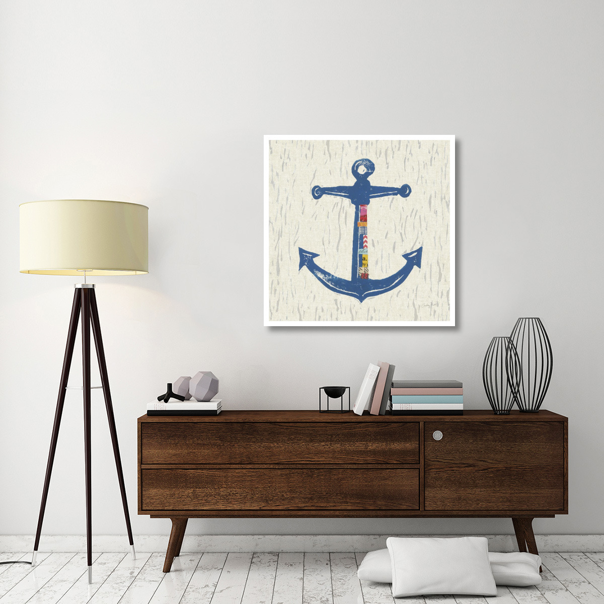 Nautical Collage III on Linen -Paper Art-38&quotx38"