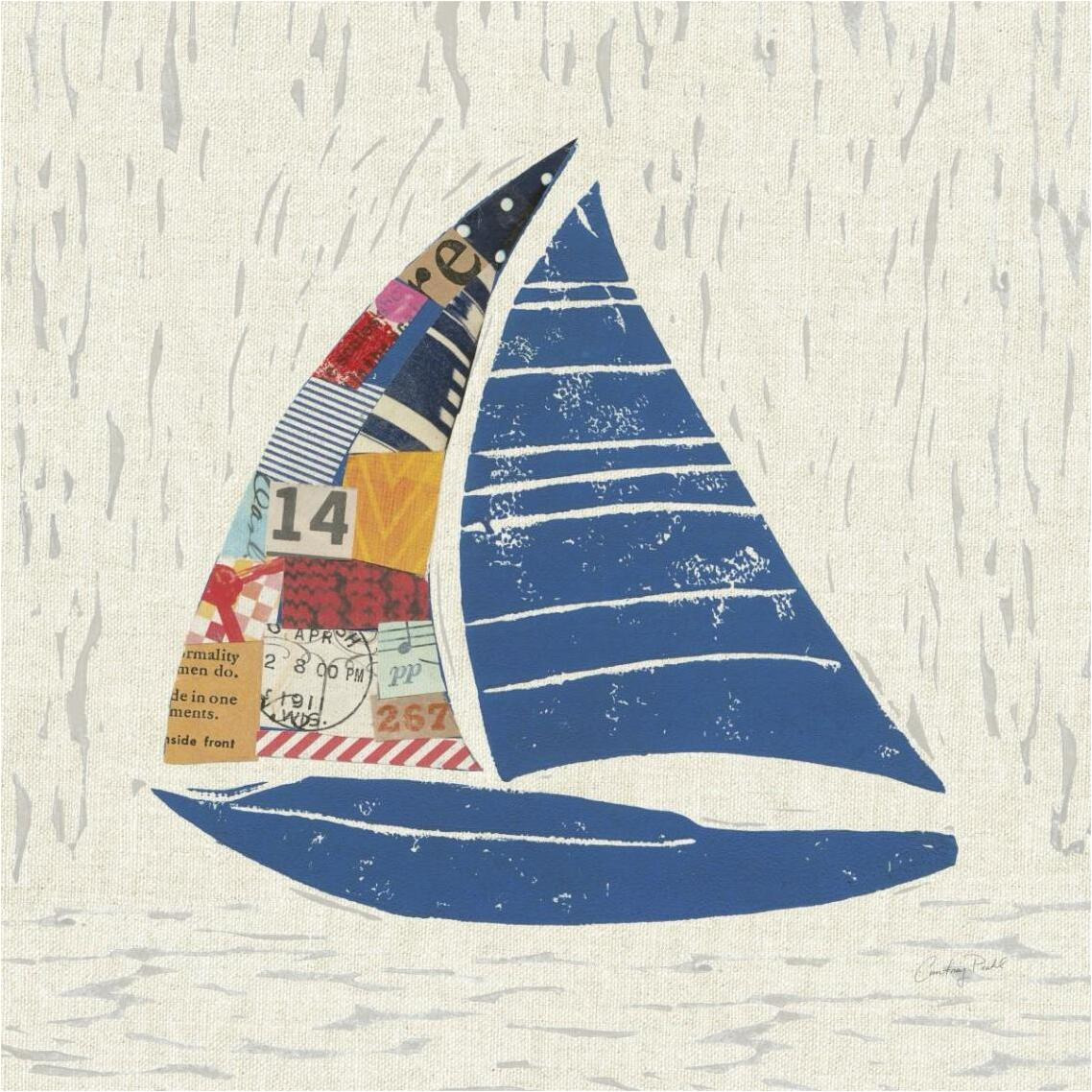 Nautical Collage IV on Linen -Paper Art-38&quotx38"