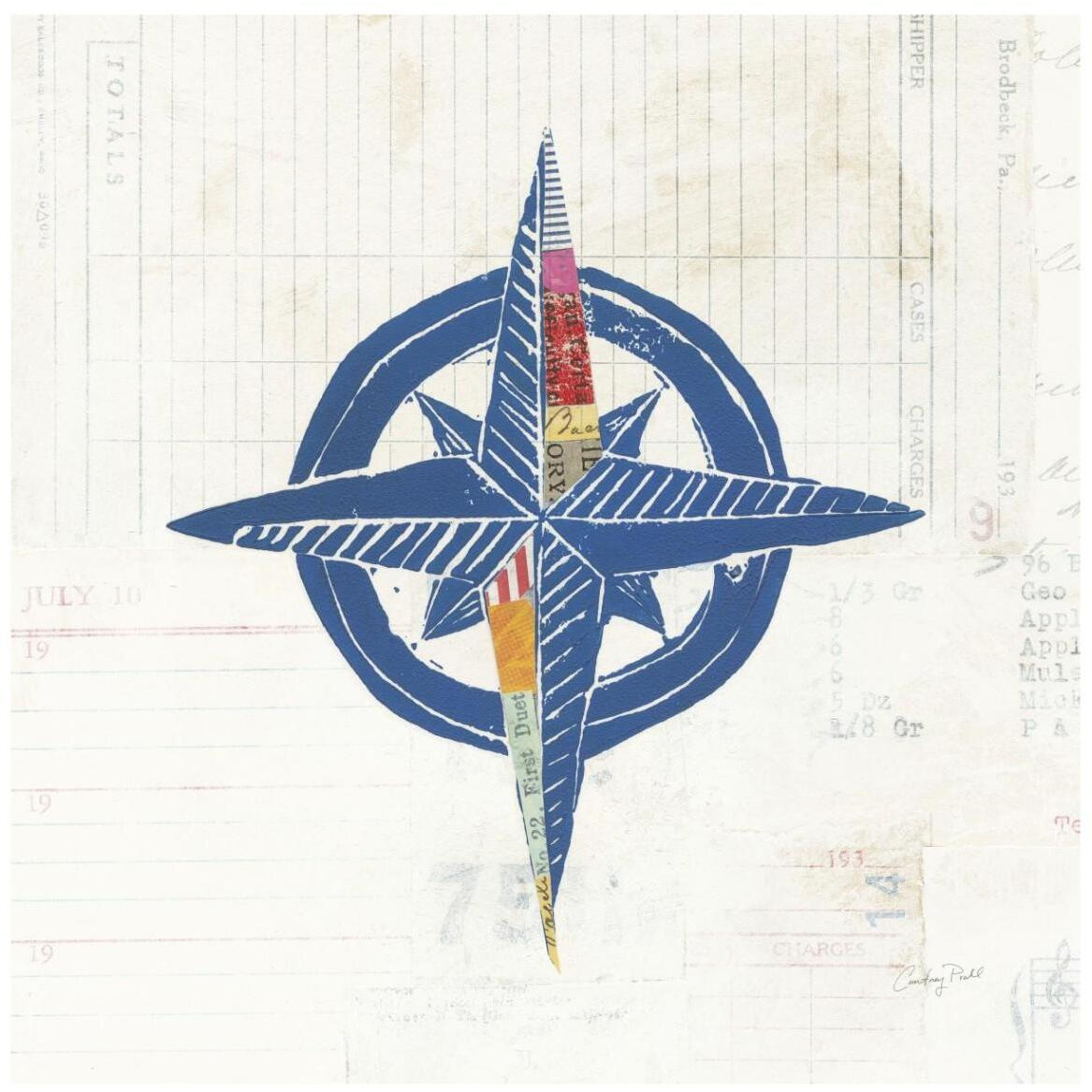 Nautical Collage I on Newsprint -Paper Art-42&quotx42"
