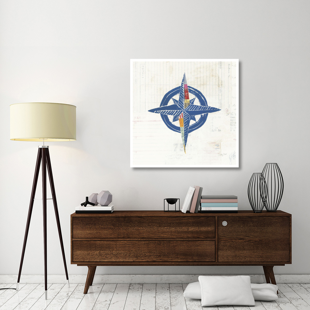 Nautical Collage I on Newsprint -Paper Art-42&quotx42"