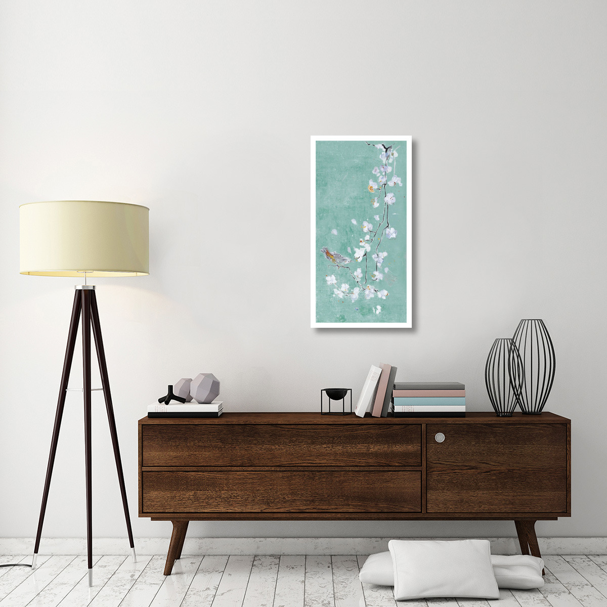 The Bird Family Blue II -Paper Art-20&quotx38"