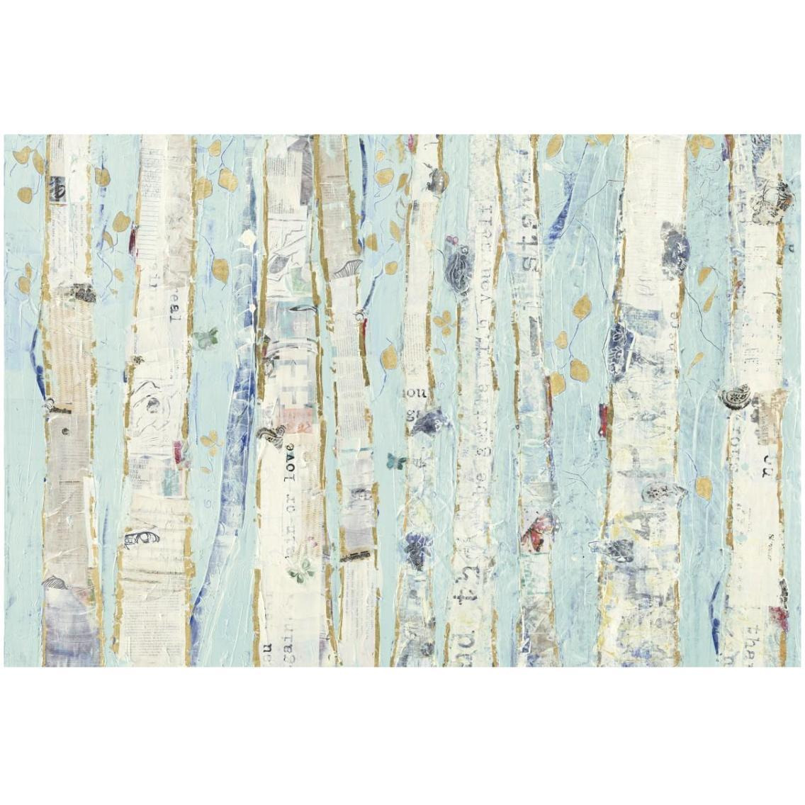 Far From Blue III Gold Leaves -Paper Art-32&quotx22"