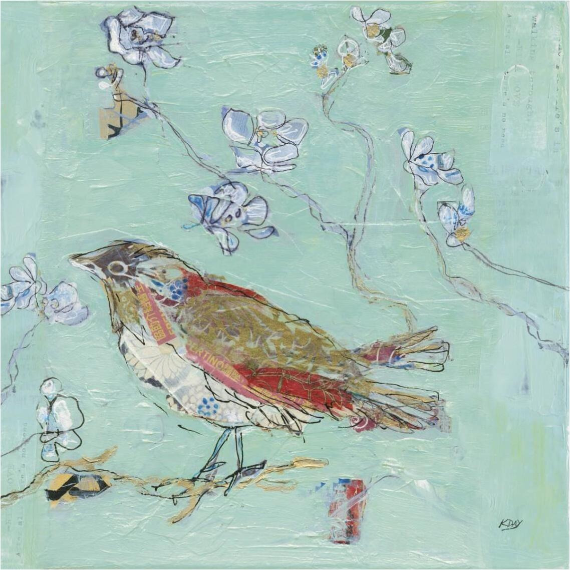 Aqua Bird -Paper Art-38&quotx38"