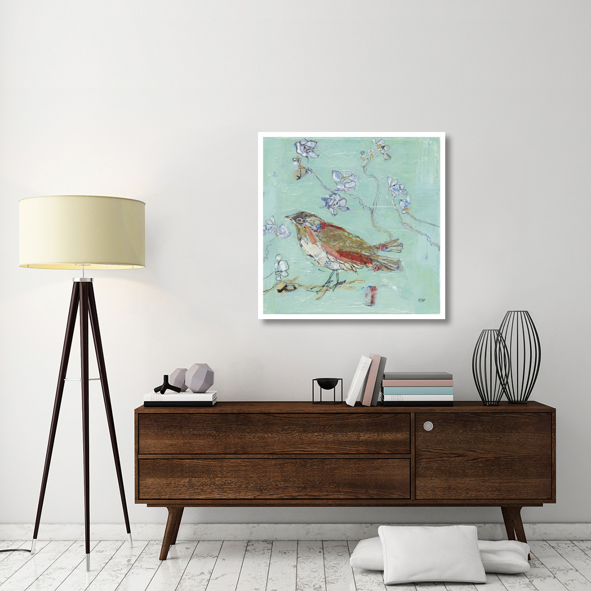 Aqua Bird -Paper Art-38&quotx38"