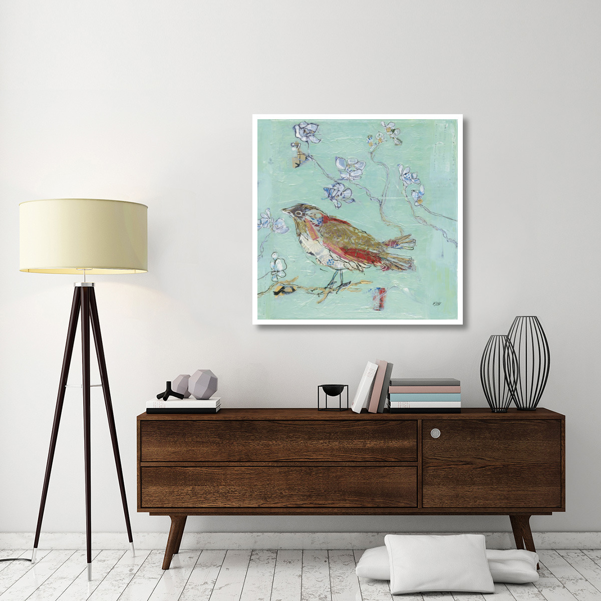 Aqua Bird -Paper Art-42&quotx42"