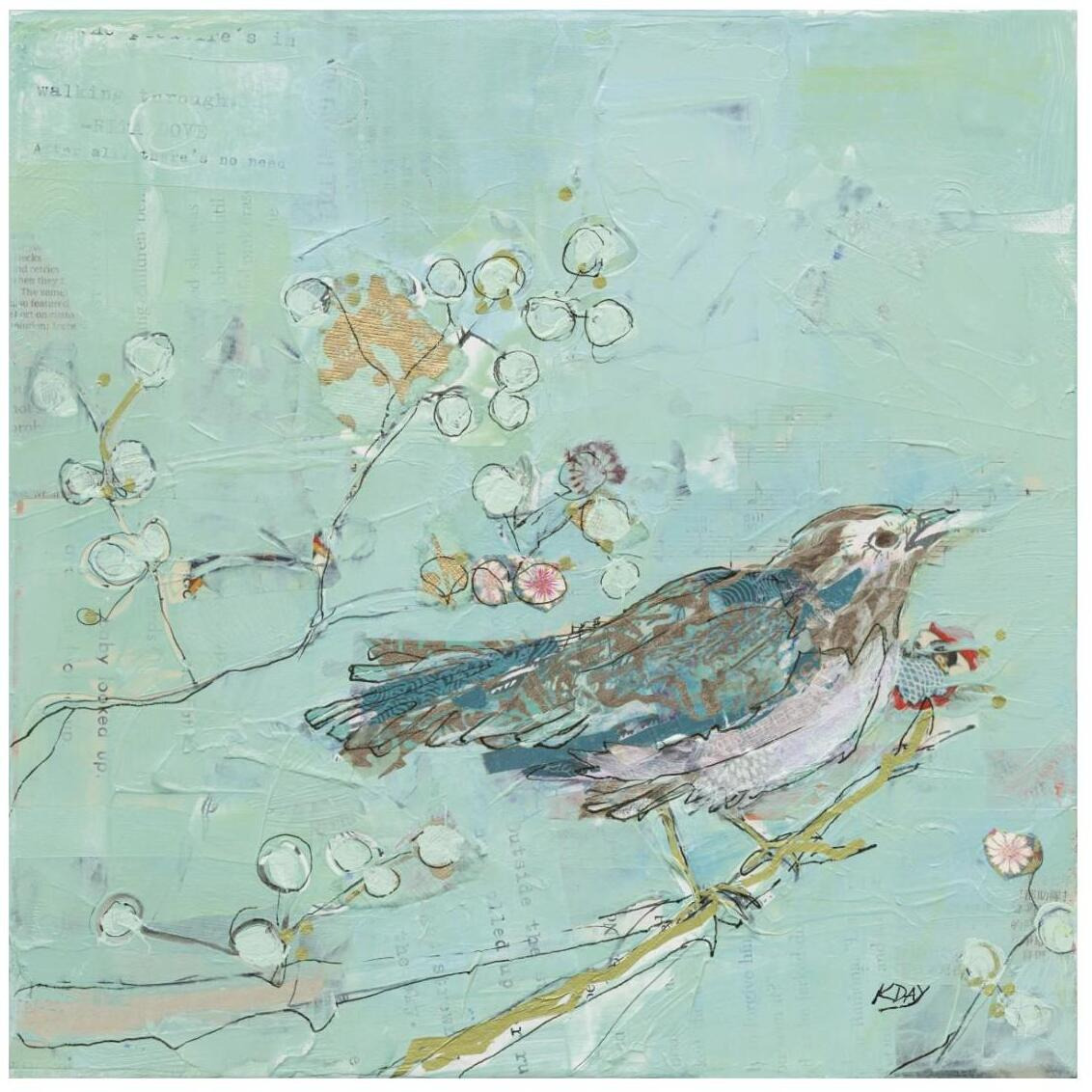 Birds of a Feather with Teal -Paper Art-26&quotx26"
