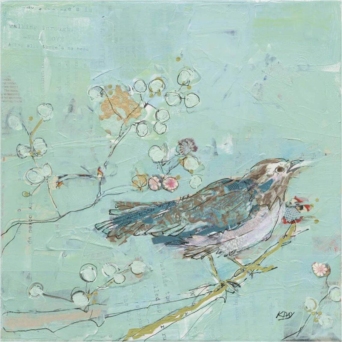 Birds of a Feather with Teal -Paper Art-38&quotx38"