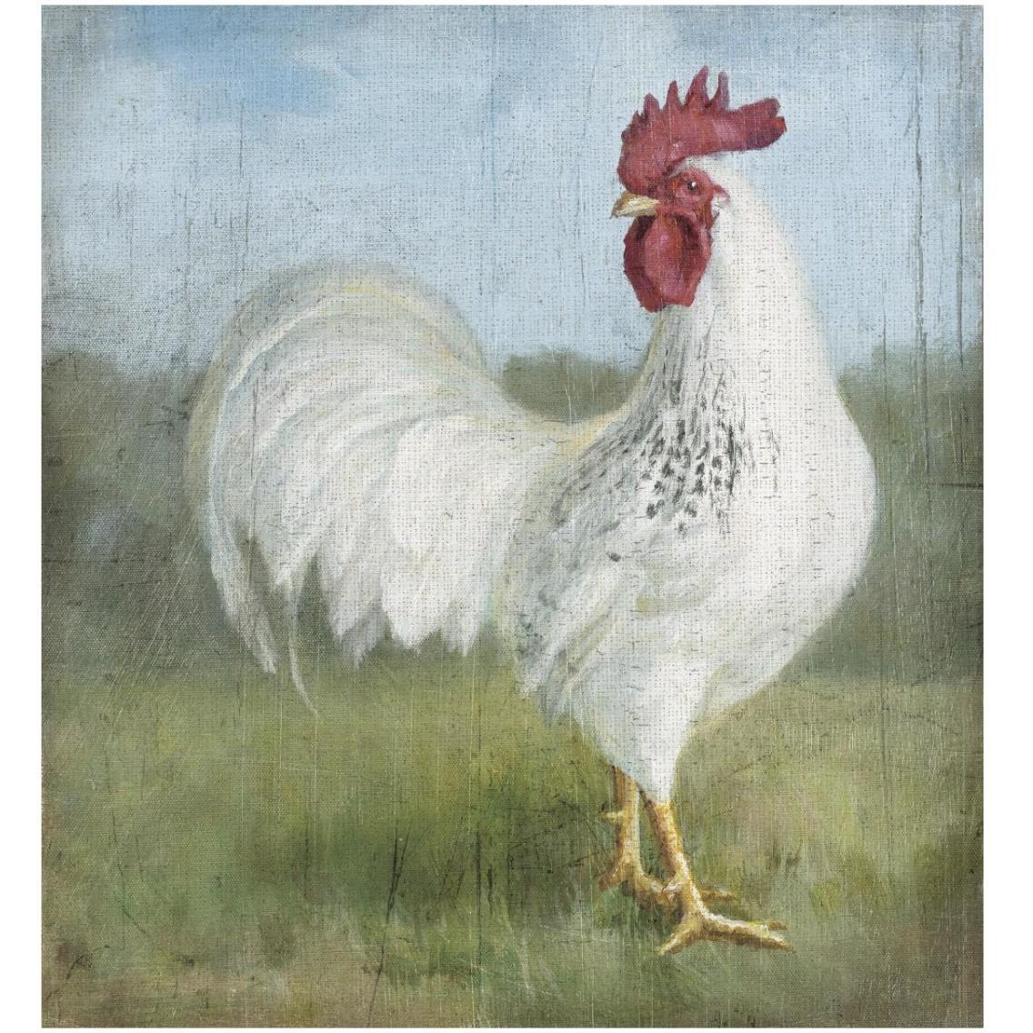 Noble Rooster I Vintage No Border -Paper Art-29.6&quotx32"