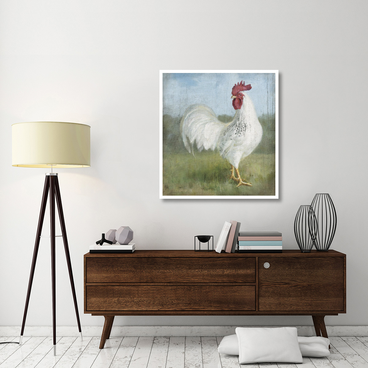 Noble Rooster I Vintage No Border -Paper Art-38.8&quotx42"