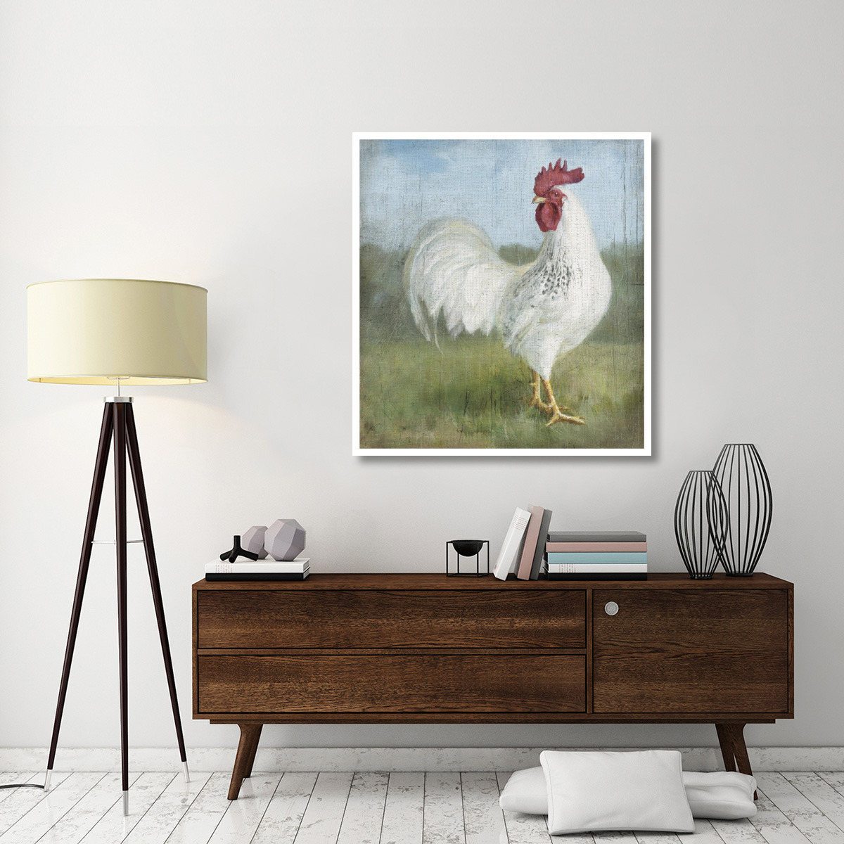 Noble Rooster I Vintage No Border -Paper Art-42.48&quotx46"