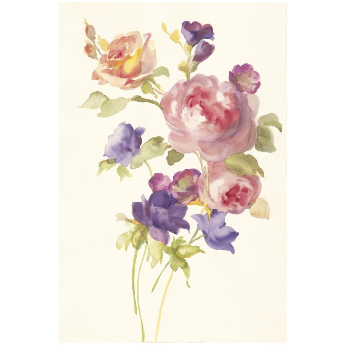 Watercolor Flowers I -Paper Art-34&quotx50"