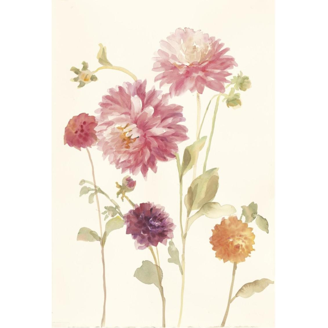 Watercolor Flowers VI -Paper Art-26&quotx38"