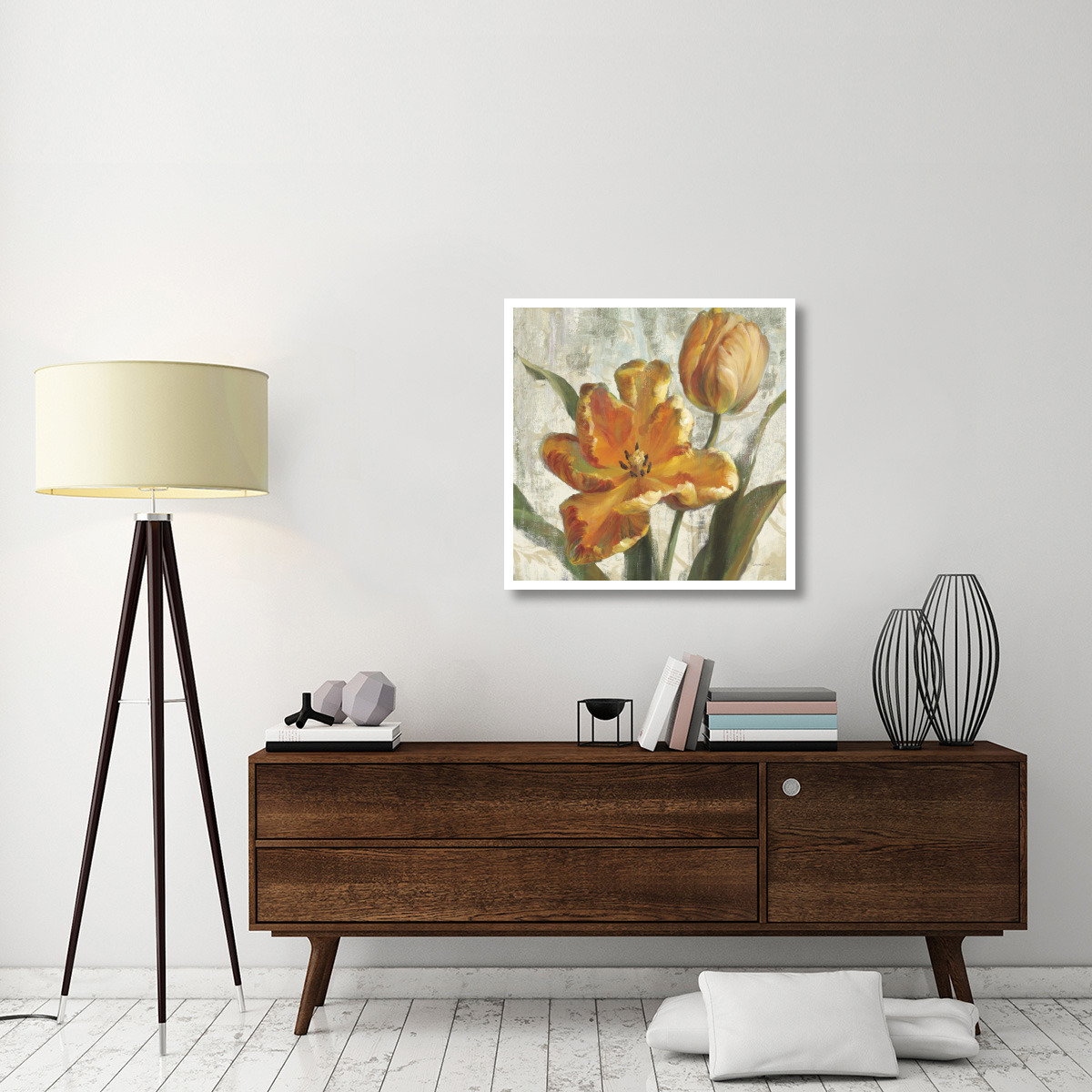 Parrot Tulips I on Ivory -Paper Art-32&quotx32"