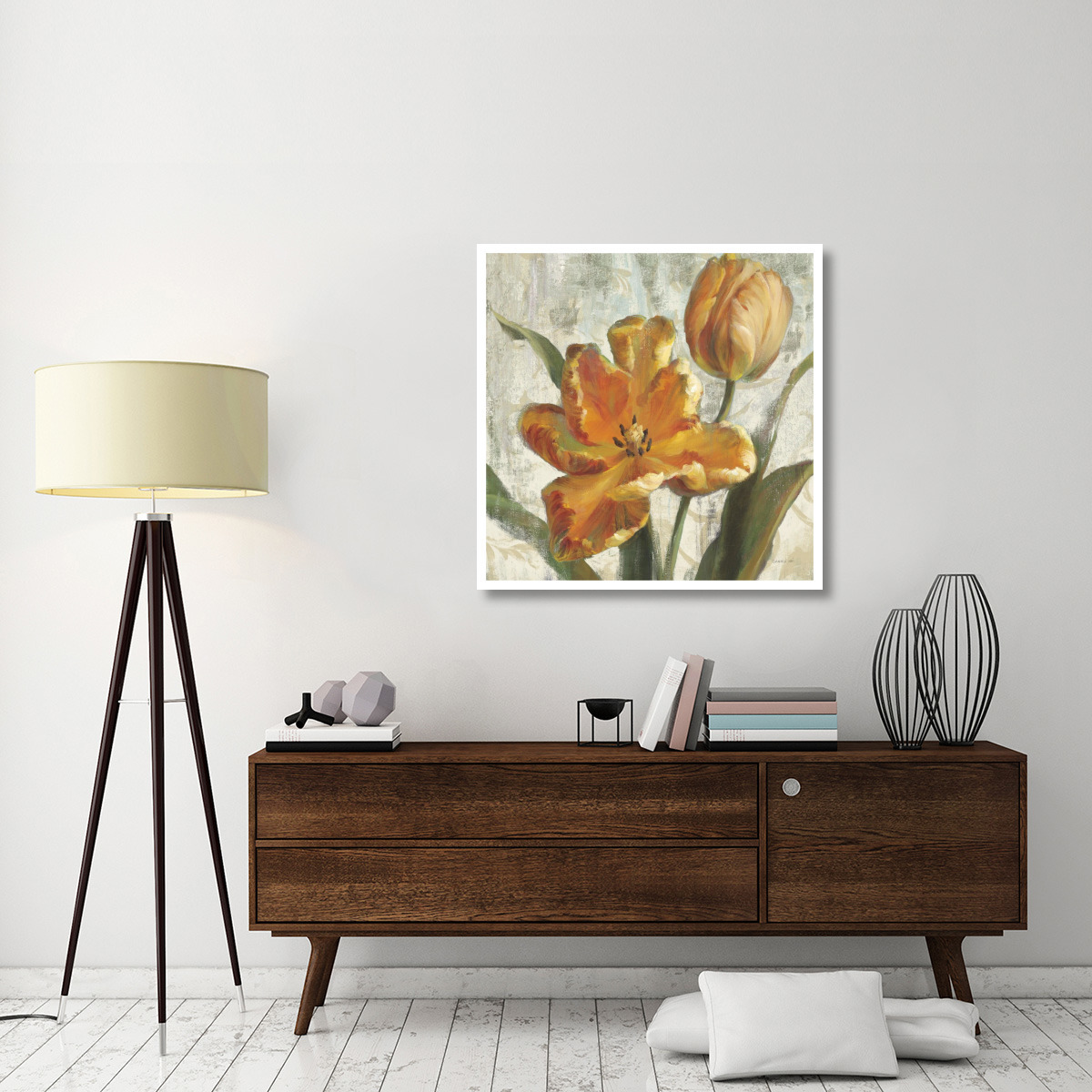 Parrot Tulips I on Ivory -Paper Art-38&quotx38"