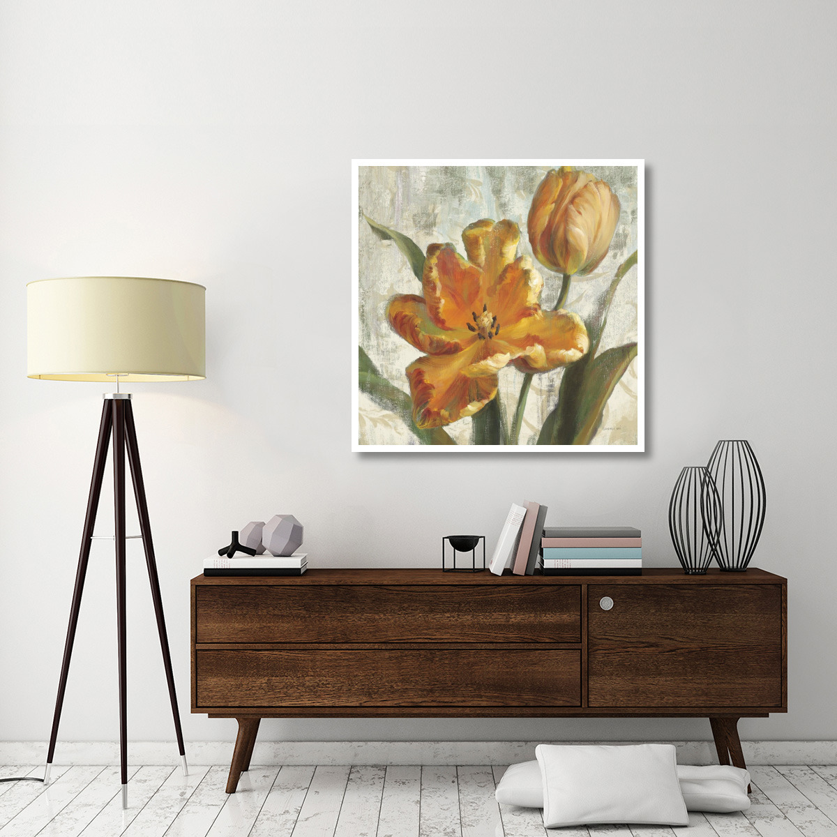 Parrot Tulips I on Ivory -Paper Art-42&quotx42"