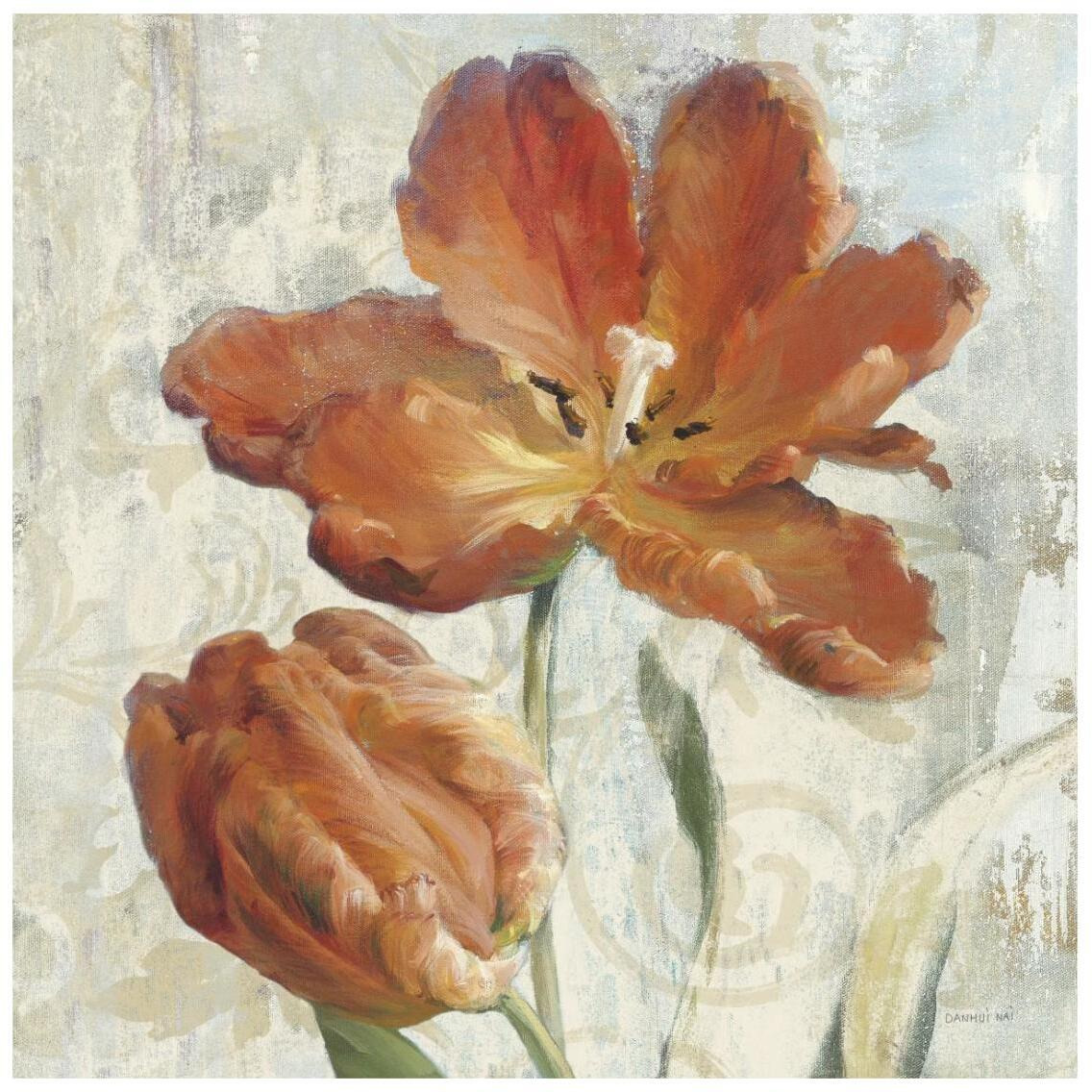 Parrot Tulips II  on Ivory -Paper Art-26&quotx26"