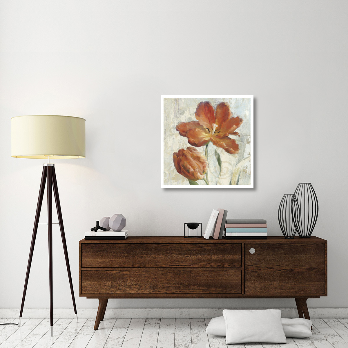Parrot Tulips II  on Ivory -Paper Art-32&quotx32"