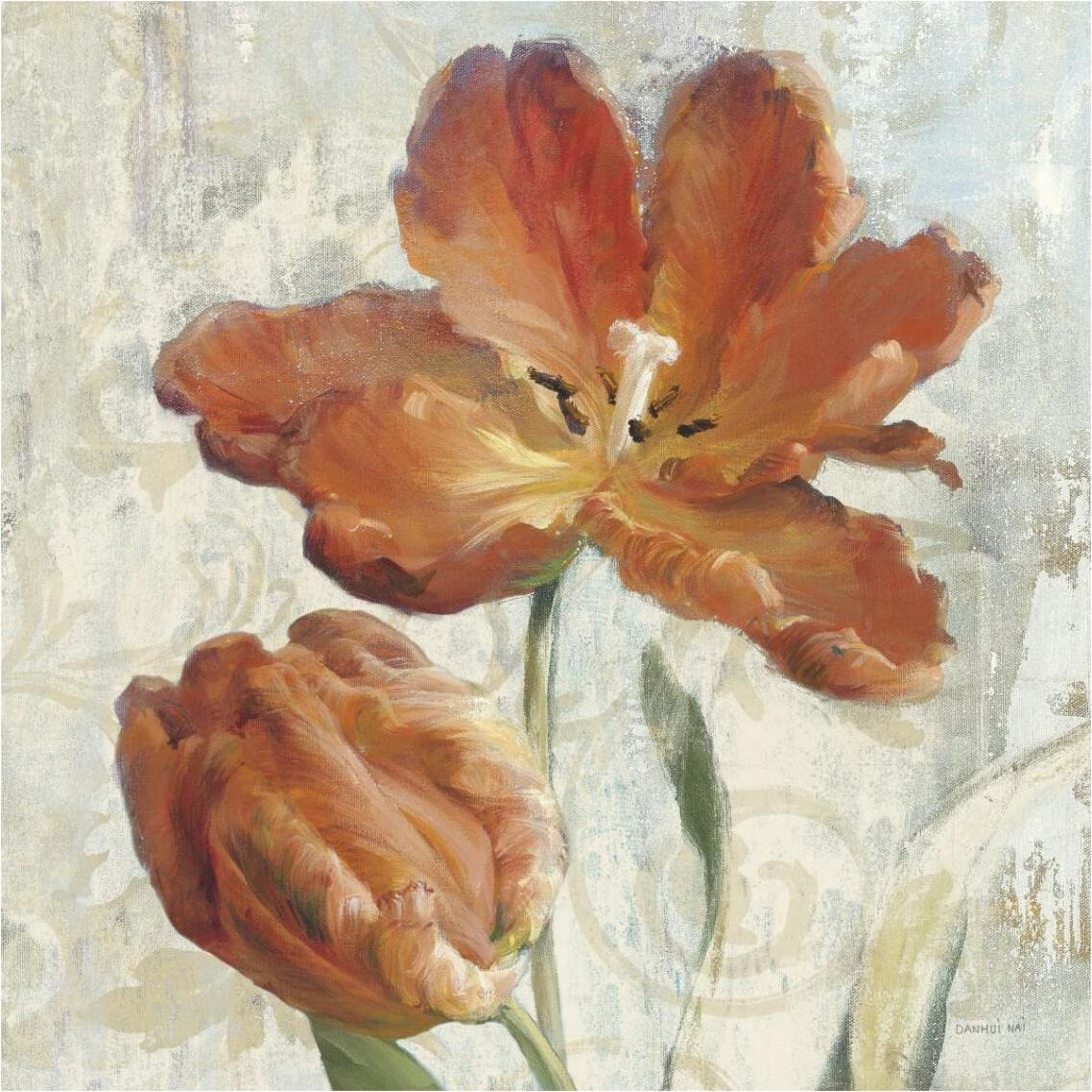 Parrot Tulips II  on Ivory -Paper Art-38&quotx38"
