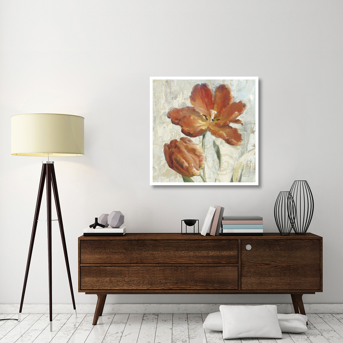 Parrot Tulips II  on Ivory -Paper Art-38&quotx38"