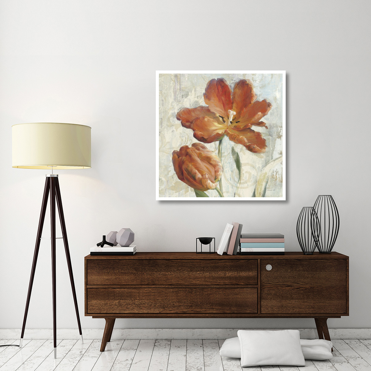 Parrot Tulips II  on Ivory -Paper Art-42&quotx42"